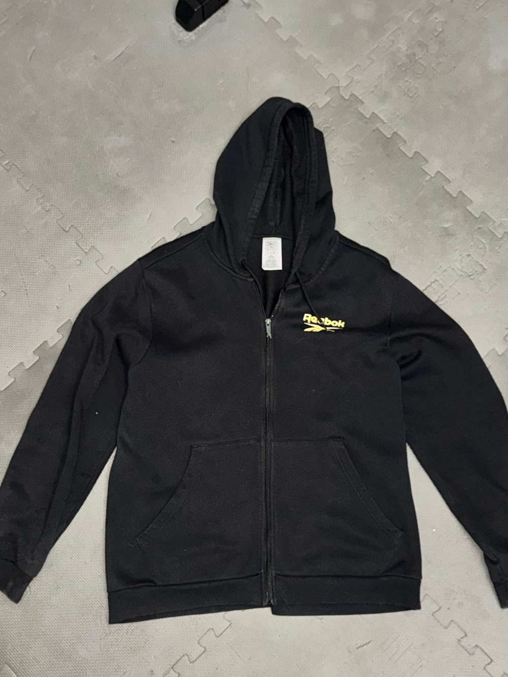 Reebok Black Full-Zip Hoodie with Yellow Logo
